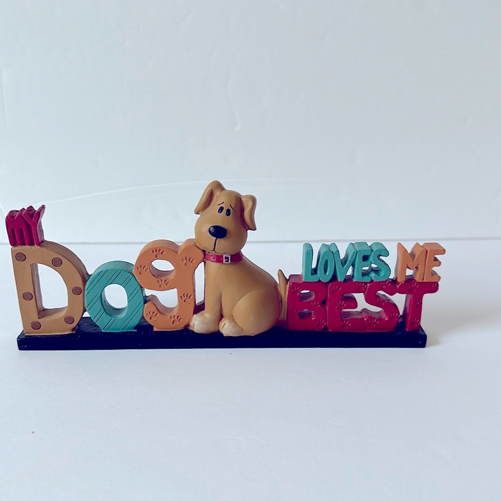 Blossom Bucket My Dog Loves Me Best on Self-Standing Base with Dog